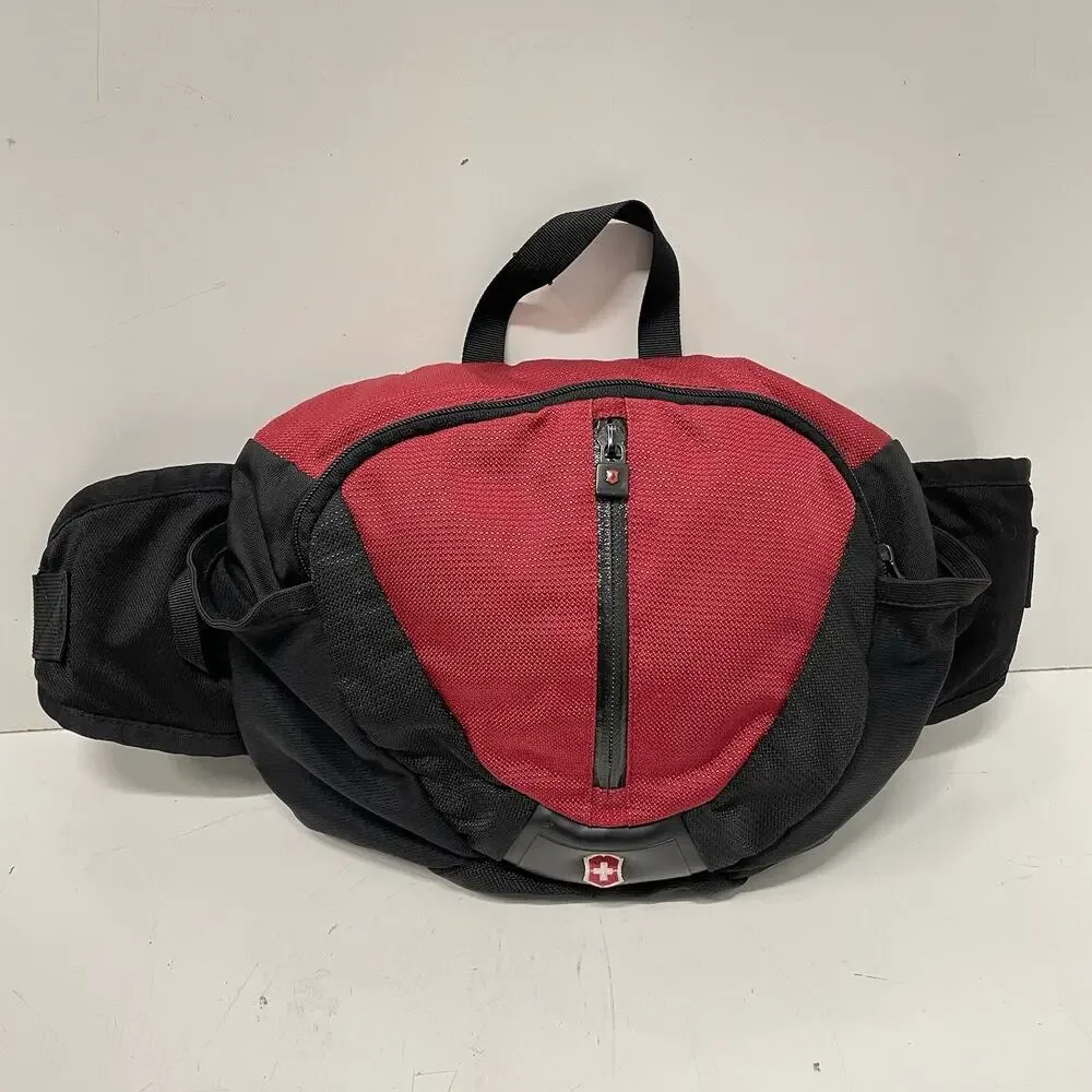 Victorinox Swiss Army Black Waist Pack Belt Travel Bag Multiple Compartments 10